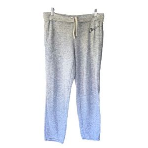 Aerie Sweatpants Joggers Grey Y2K Embroidered Pants Knit Size XS